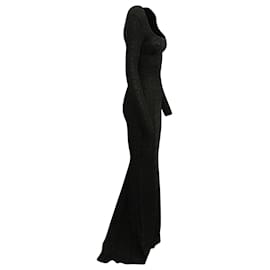 Alaïa-Vestido de manga larga con escote redondo Alaïa en viscosa negra-Negro