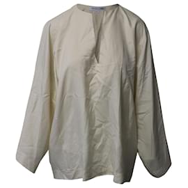 Helmut Lang-Blusa tipo túnica con mangas acampanadas en seda blanca de Helmut Lang-Blanco