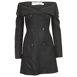 Robe Dior Off-the-Shoulder Jacket en Laine Noire Noir