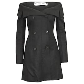 Dior-Robe Dior Off-the-Shoulder Jacket en Laine Noire-Noir