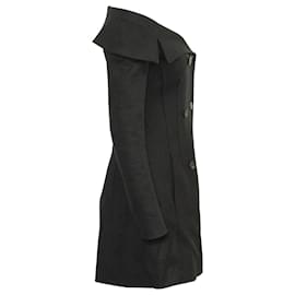 Dior-Dior Off-the-Shoulder Jacket Dress in Black Wool-Black