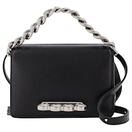 Alexander Mcqueen-Sac Four Ring Mini in Black Leather-Black