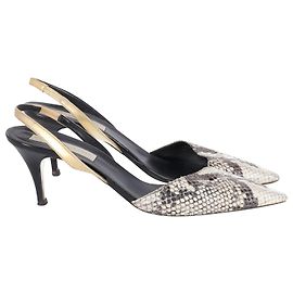 Stella Mc Cartney Décolleté Slingback Stella McCartney in pelle bianca con stampa serpente Bianco