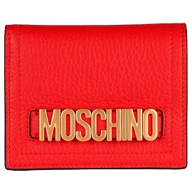 Portafoglio Moschino in pelle con placca logo Rosso