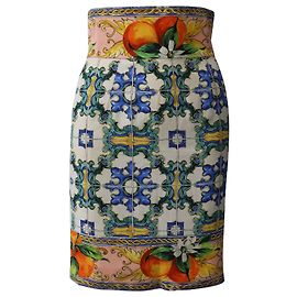Saia lápis Majolica Dolce & Gabbana em algodão multicolorido Multicor