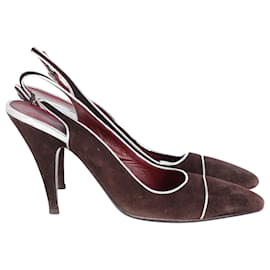 Prada-Zapatos de salón Prada Slingback en ante marrón-Castaño