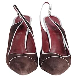 Prada-Prada Slingback Pumps in Brown Suede-Brown