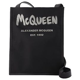 Alexander Mcqueen Housse de téléphone Graffiti en noir et blanc Noir
