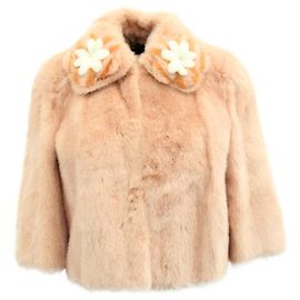 Fendi Flower Neck Jacket in Light Pink Fur Pink