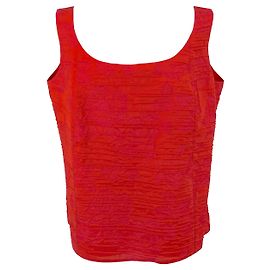 Top Akris em seda vermelha com estampa de rosas Vermelho