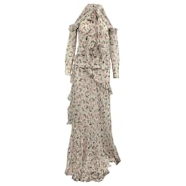 Erdem-Haut à épaules dénudées et jupe longue étagée Erdem en soie à imprimé floral-Autre