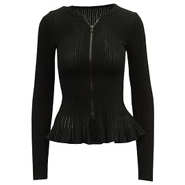 Alaïa Zip Cardigan aus schwarzer Wolle Schwarz