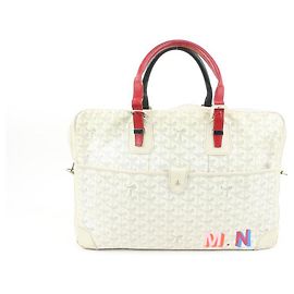 Goyard Sac d'affaires blanc Chevron Ambassade MM Briefcase Autre