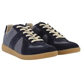 Maison Martin Margiela-Replica Sneakers in Blue Leather-Blue