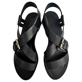 Kenzo Black Leather Chunky Strap Sandals Black