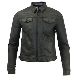 Alexander McQueen Chaqueta vaquera encerada de algodón gris oscuro Gris