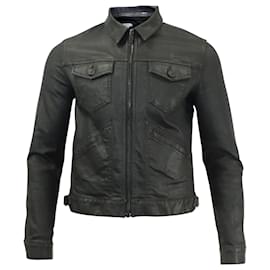 Alexander Mcqueen-Alexander McQueen Waxed Denim Jacket in Dark Grey Cotton-Grey