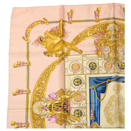 Hermès-HERMES CARRE 90 Scarf Silk Pink Auth ar6831-Pink