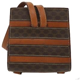 Céline-CELINE Macadam Canvas Backpack PVC Leather Brown Auth 29642-Brown