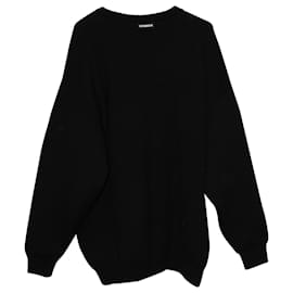 Vêtements-Vetements Logo Sweater in Black Merino Wool-Black