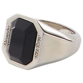 Alexander Mcqueen Anello Gioiello in Ottone Argento Metallico