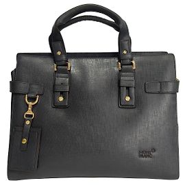 Bolsa executiva de couro azul Montblanc Azul