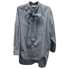Karierte Balenciaga-Bluse mit Logo auf der Rückseite aus grüner Baumwolle Grün