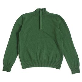 LORO PIANA 100% Cashmere Half ZIP Langarm Strick / Pullover Grün Grün