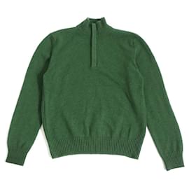 Loro Piana-LORO PIANA 100% Cashmere Half ZIP Long Sleeve Knit / Sweater Green-Green