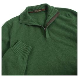 Loro Piana-LORO PIANA 100% Cashmere Half ZIP Long Sleeve Knit / Sweater Green-Green