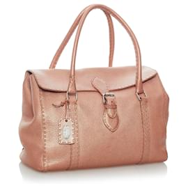 Fendi-Sac à main Fendi en cuir rose Selleria Linda-Rose