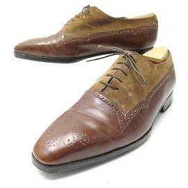 SCARPE AUBERCY RICHELIEU 6.5 41 SCARPE PELLE SCAMOSCIATA BIMATERIALE Nero