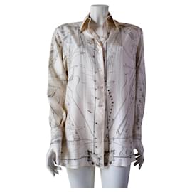 Hermès-Camisa de seda hermes-Bege
