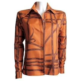 Hermès-Camisa de seda Hermès-Naranja