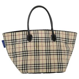 BURBERRY Nova Check Blue Label Handtasche Beige Auth kk069 Beige
