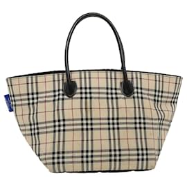 Burberry-Bolsa de mão BURBERRY Nova Check Blue Label Bege Auth kk069-Bege