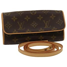 Louis Vuitton-LOUIS VUITTON Monogram Pochette Twin PM Schultertasche M51854 LV Auth 29613BEIM-Monogramm