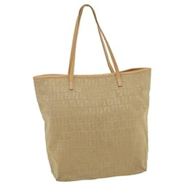 Fendi-FENDI Zucchino Canvas Tote Bag Beige Auth th2554-Beige