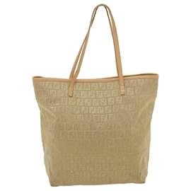 Fendi-FENDI Zucchino Canvas Tote Bag Beige Auth th2554-Beige