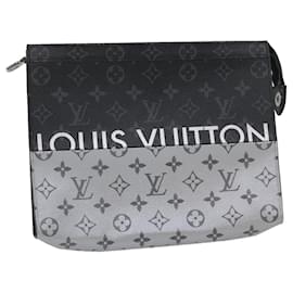 Louis Vuitton-LOUIS VUITTON Monogram Split Pochette Voyage MM Clutch Bag M63039 LV Auth ak168a-Black,Silvery