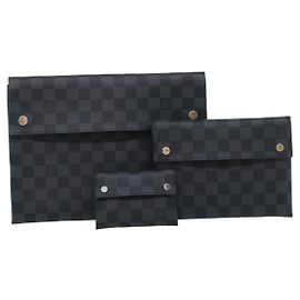 LOUIS VUITTON Damier Graphite Alpha Triple Pouch N60255 Auth LV 29633A Autre