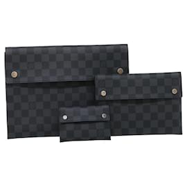 Louis Vuitton-LOUIS VUITTON Damier Graphite Alpha Triple Pouch N60255 Auth LV 29633A-Autre