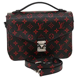 Louis Vuitton-LOUIS VUITTON Monogram Anfrarouge Pochette Metis MM Shoulder Bag M41462 JK1653a-Black,Red