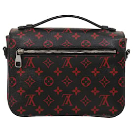 Louis Vuitton-LOUIS VUITTON Monogram Anfrarouge Pochette Metis MM Shoulder Bag M41462 JK1653a-Black,Red