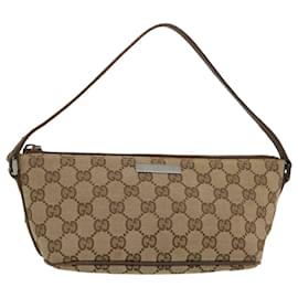 Gucci-GUCCI GG Canvas Accessory Pouch Beige Auth gt2472-Beige
