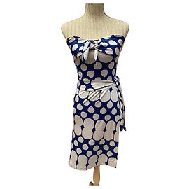 Vestido Diane Von Furstenberg de seda e nylon azul e eggshell Azul Fora de branco
