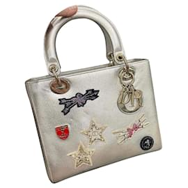 Autre Marque-Limited Patch Embellished Lady Dior Hand Bag size M-Silver hardware