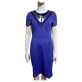 Alice by Temperley-Dress with cage cut out and pearl embellishments-Blue