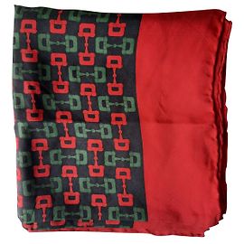 Sciarpa Gucci in seta nera rossa verde Nero Rosso Verde