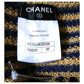 Chanel-Chanel cruise 2015 Paper Knit Bermuda Shorts-Caramel,Navy blue